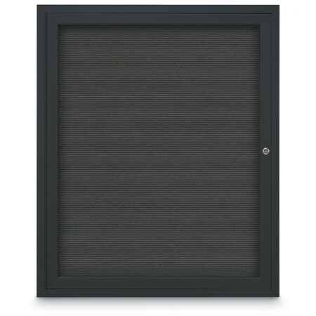 United Visual Products 60"x36" 2-Door Enclosed Outdoor Letterboard, Hdr, Grey Felt/Black UV1177HD-BLACK-GREY